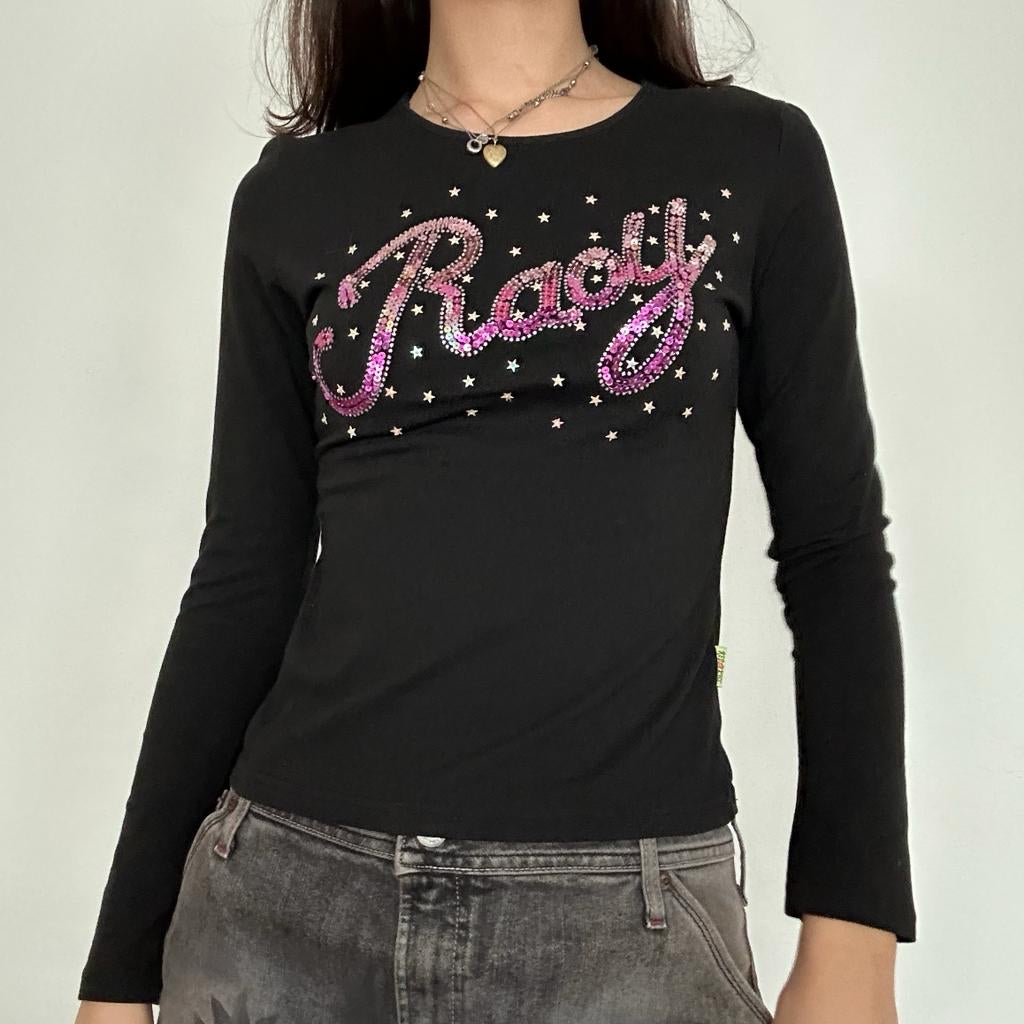 Y2K Bedazzled Black Top