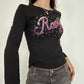 Y2K Bedazzled Black Top