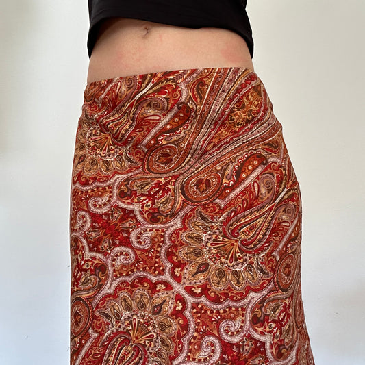 Y2K Vintage Patterned Midi Skirt