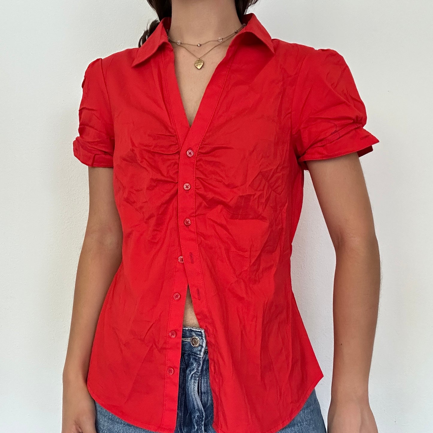 Y2K Vintage Button up Red Top