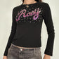 Y2K Bedazzled Black Top