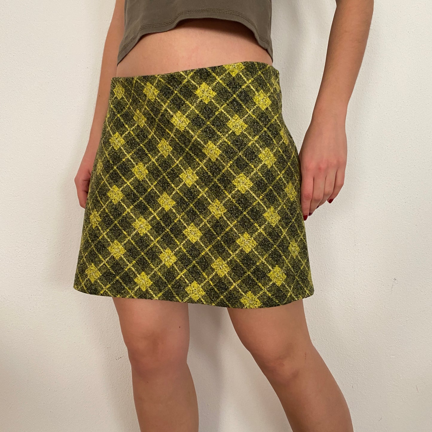 Y2K Green Plaid Skirt