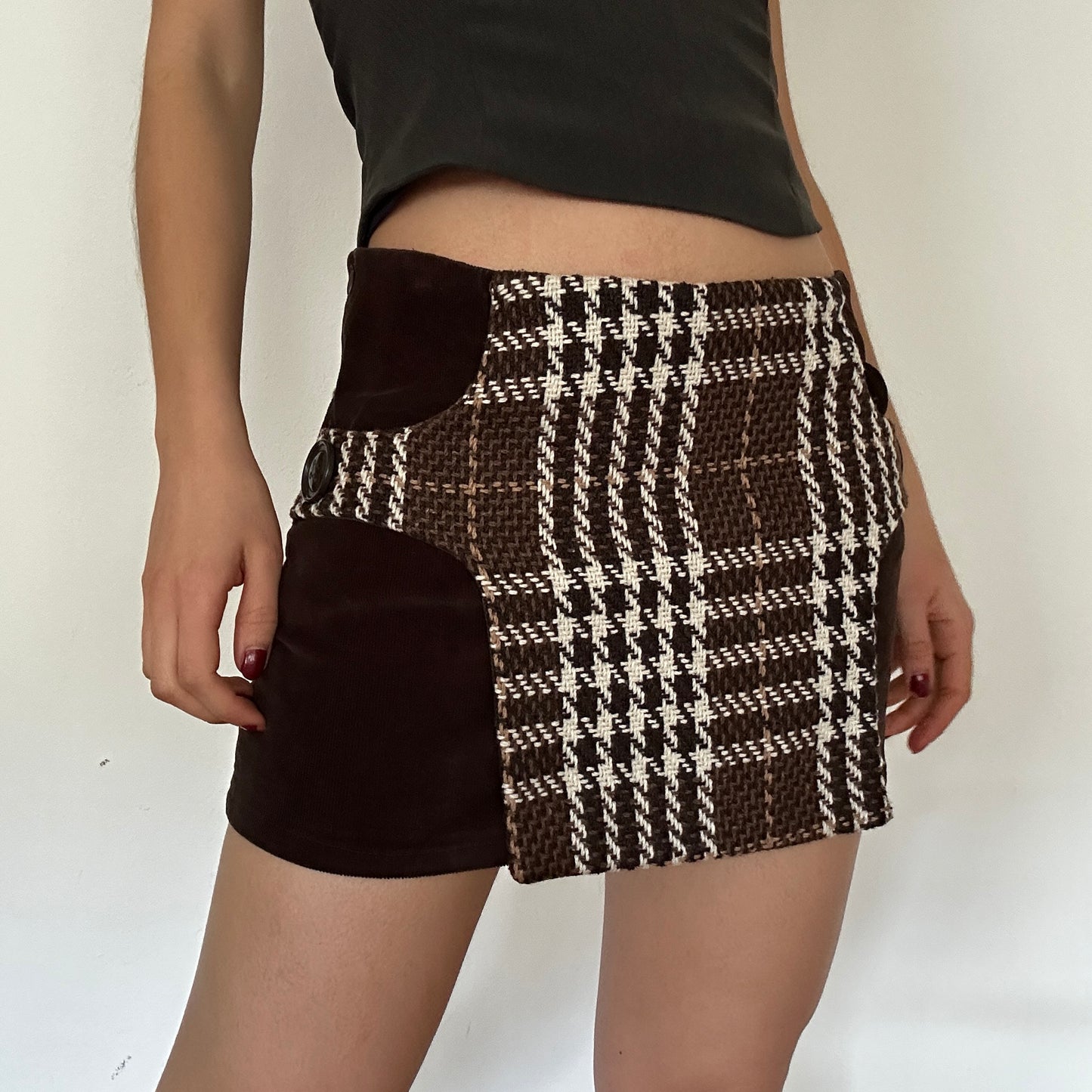 Y2K Mini Corduroy Plaid Skirt