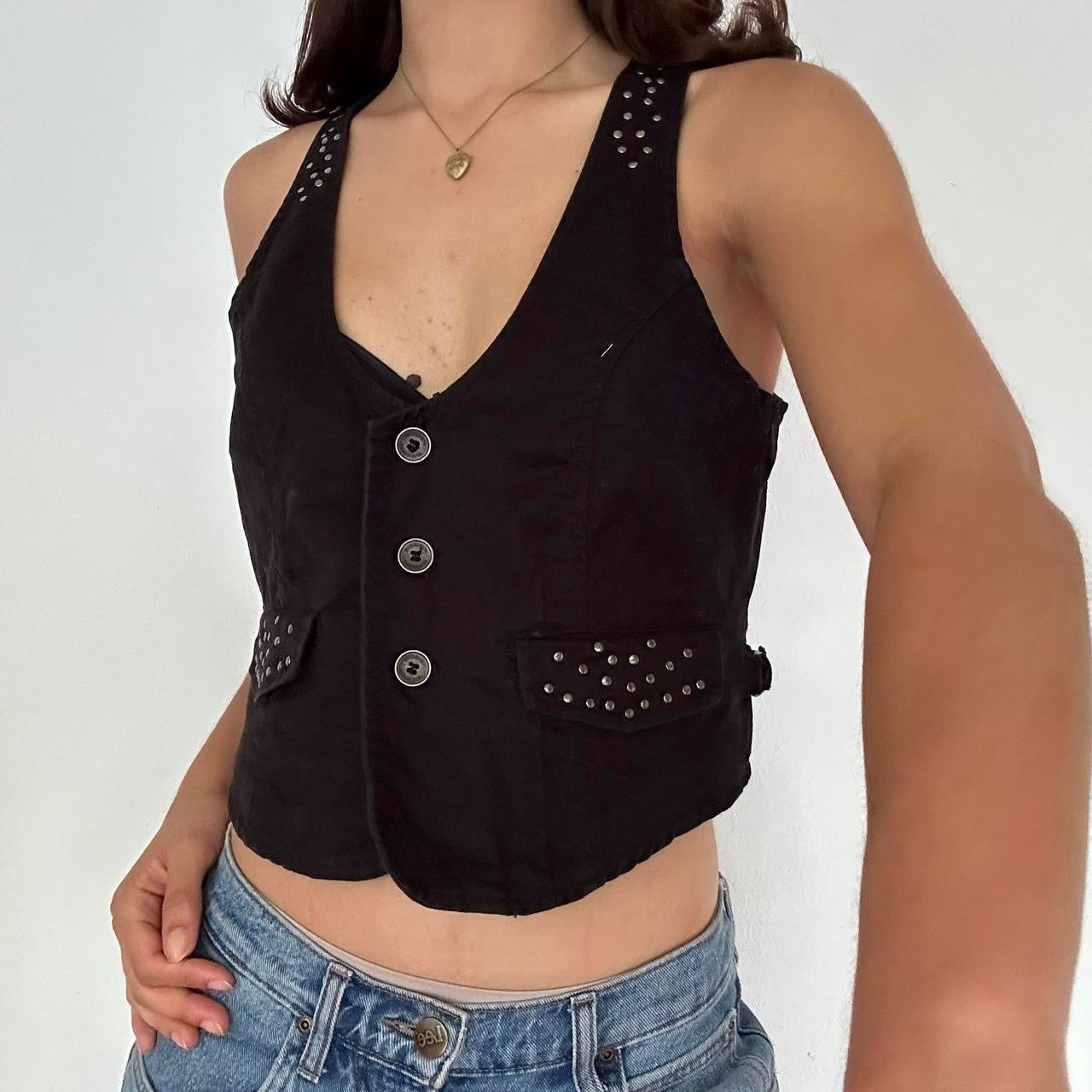 Y2K Vintage Black Studded Vest