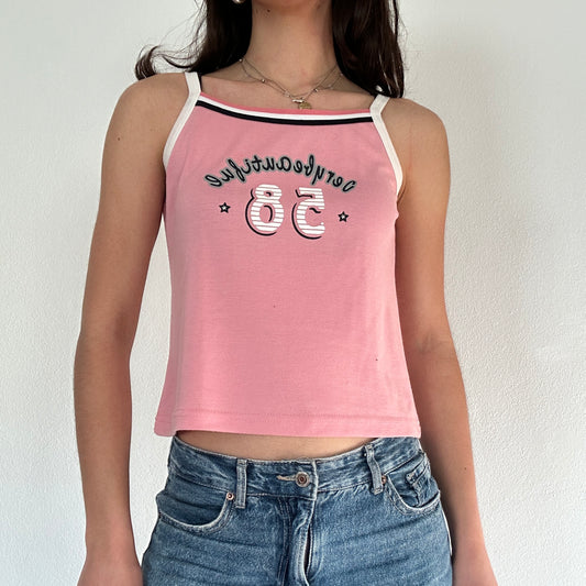 Vintage Y2K Sporty Pink Print Cami Top 💗