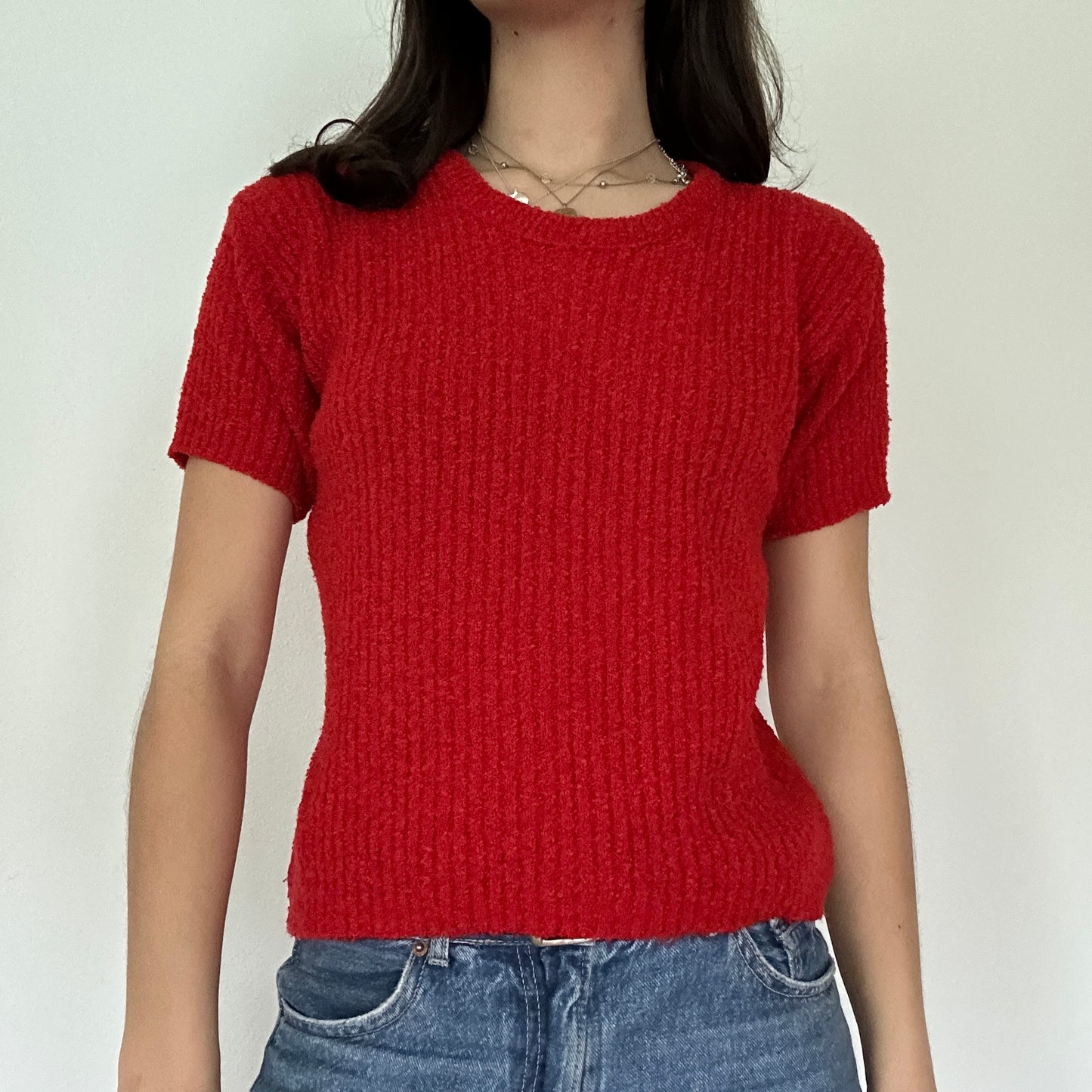 Y2K Vintage Knit Red Top