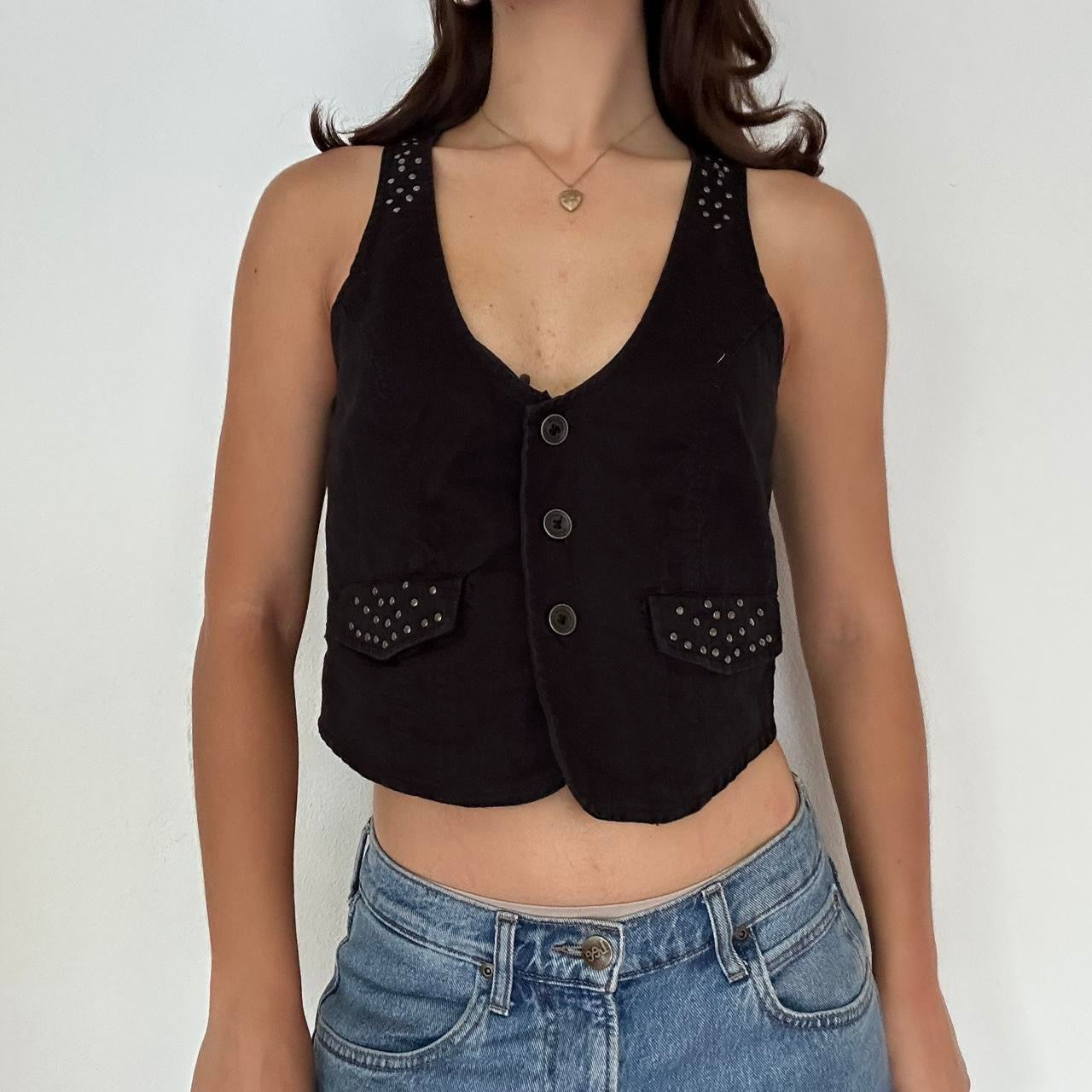 Y2K Vintage Black Studded Vest