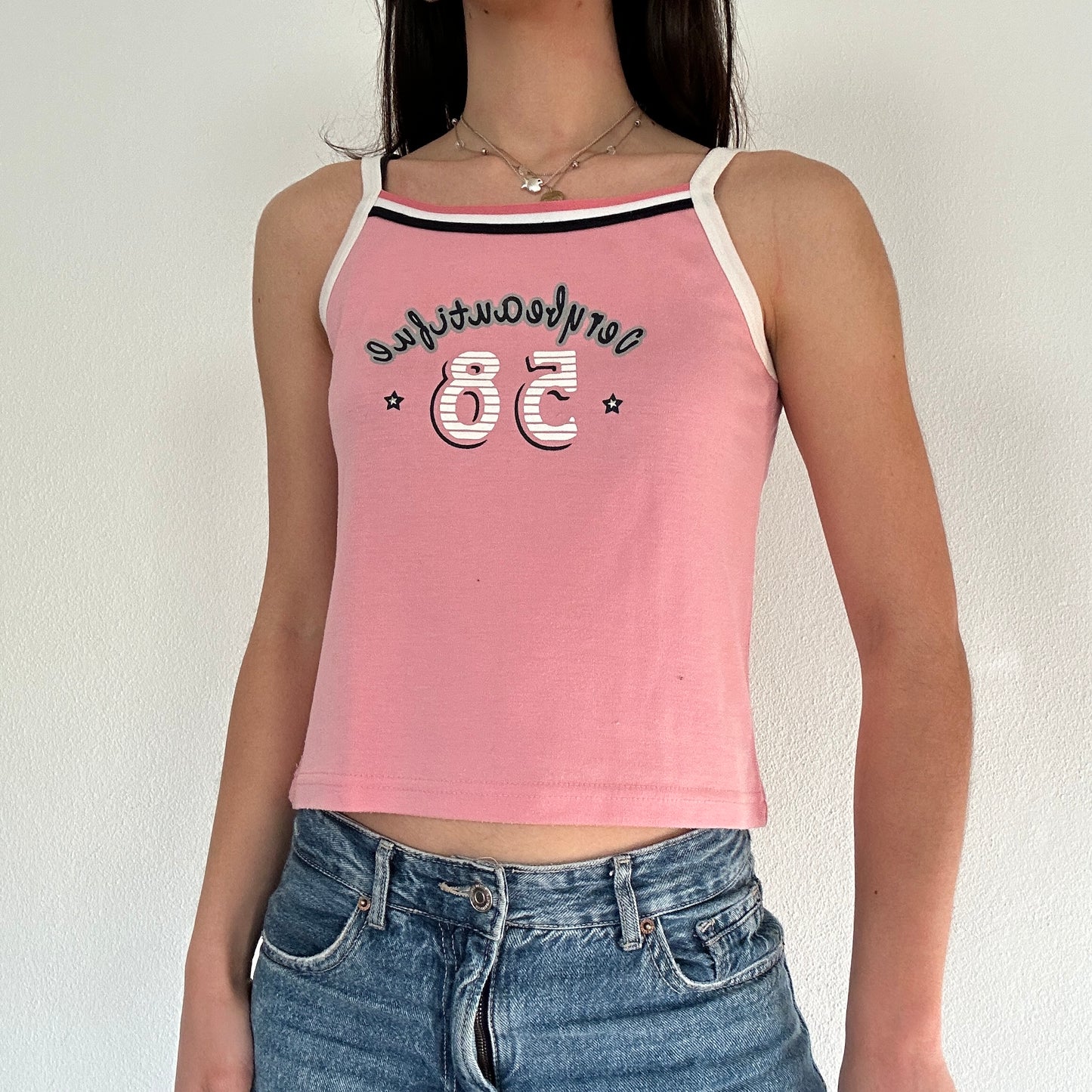 Vintage Y2K Sporty Pink Print Cami Top 💗