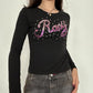 Y2K Bedazzled Black Top