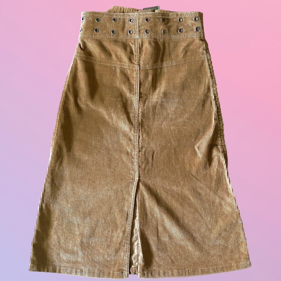 Vintage Corduroy Midi Skirt with Belt