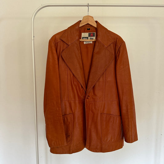 Vintage Orange Leather Coat