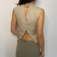 Y2K Khaki Backless Top with Text “Fairy Tales”