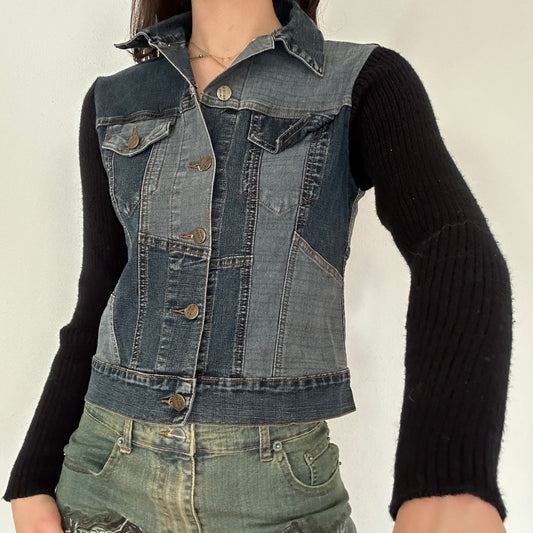 Vintage Y2K Denim Knit Jacket Cardigan
