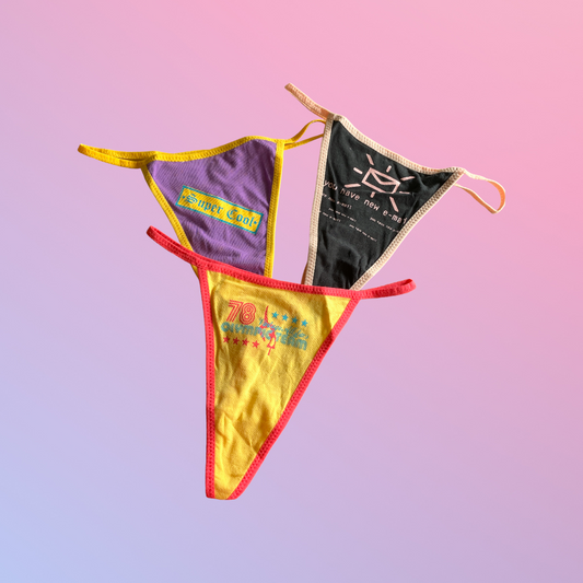 Y2K Deadstock Graphic Print Thong Pack 💗