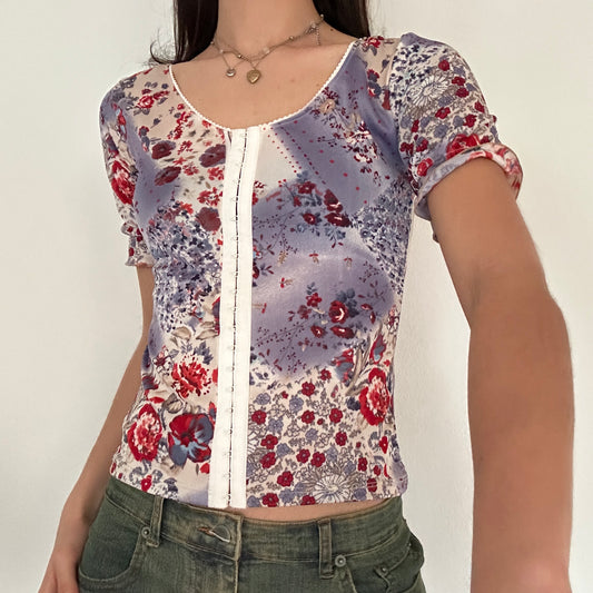 Y2K Vintage Floral Print Shirt