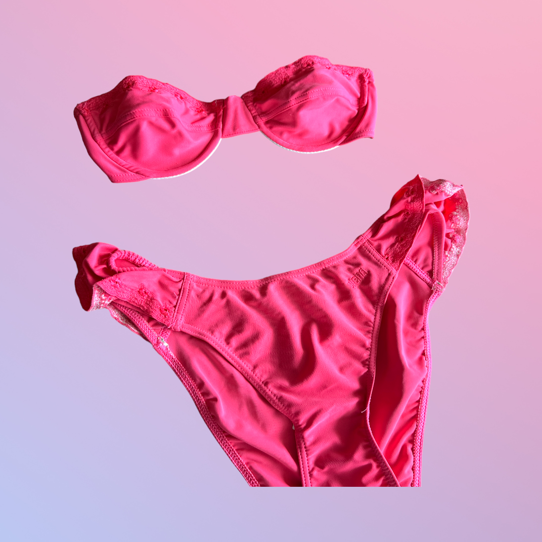 Y2K Deadstock Vintage Neon Pink Bikini Set
