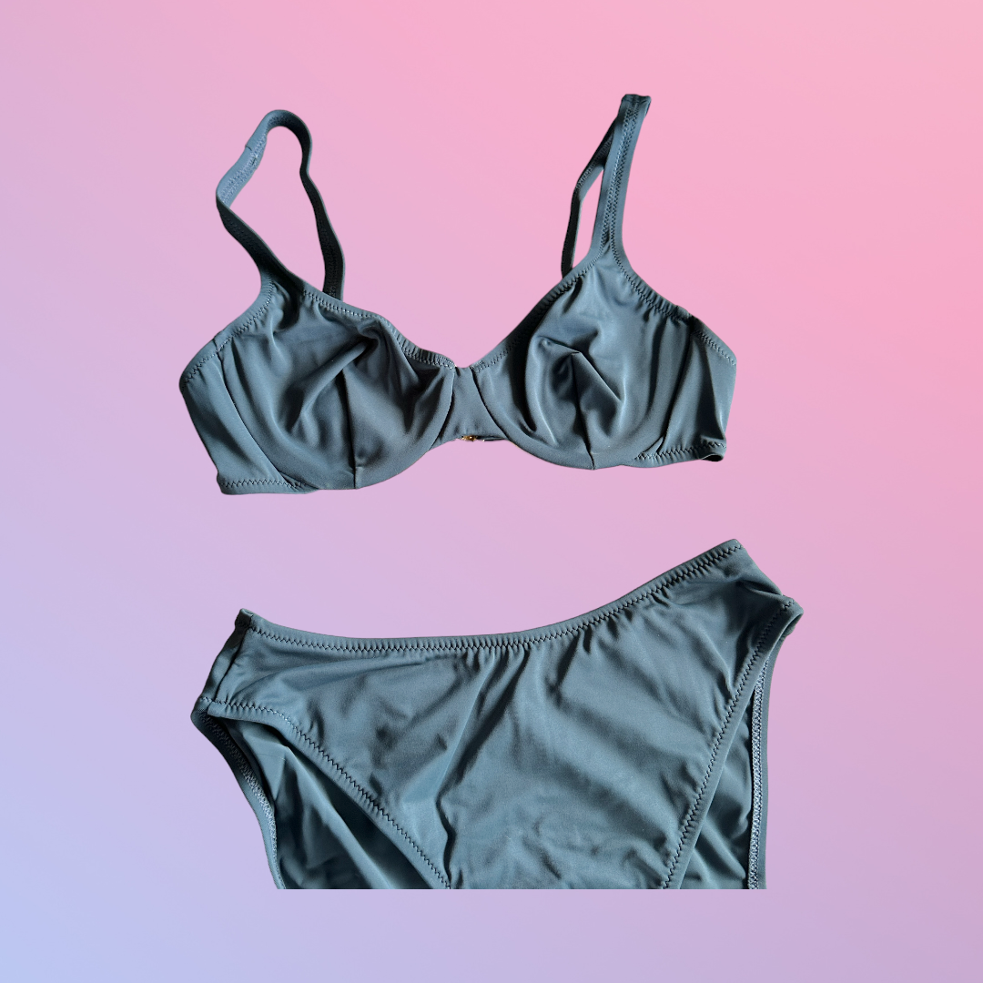 Y2K Deadstock Dark Grey Bikini Set