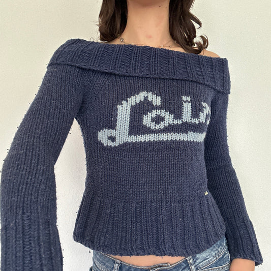 Y2K Vintage Off Shoulder Knit Sweater