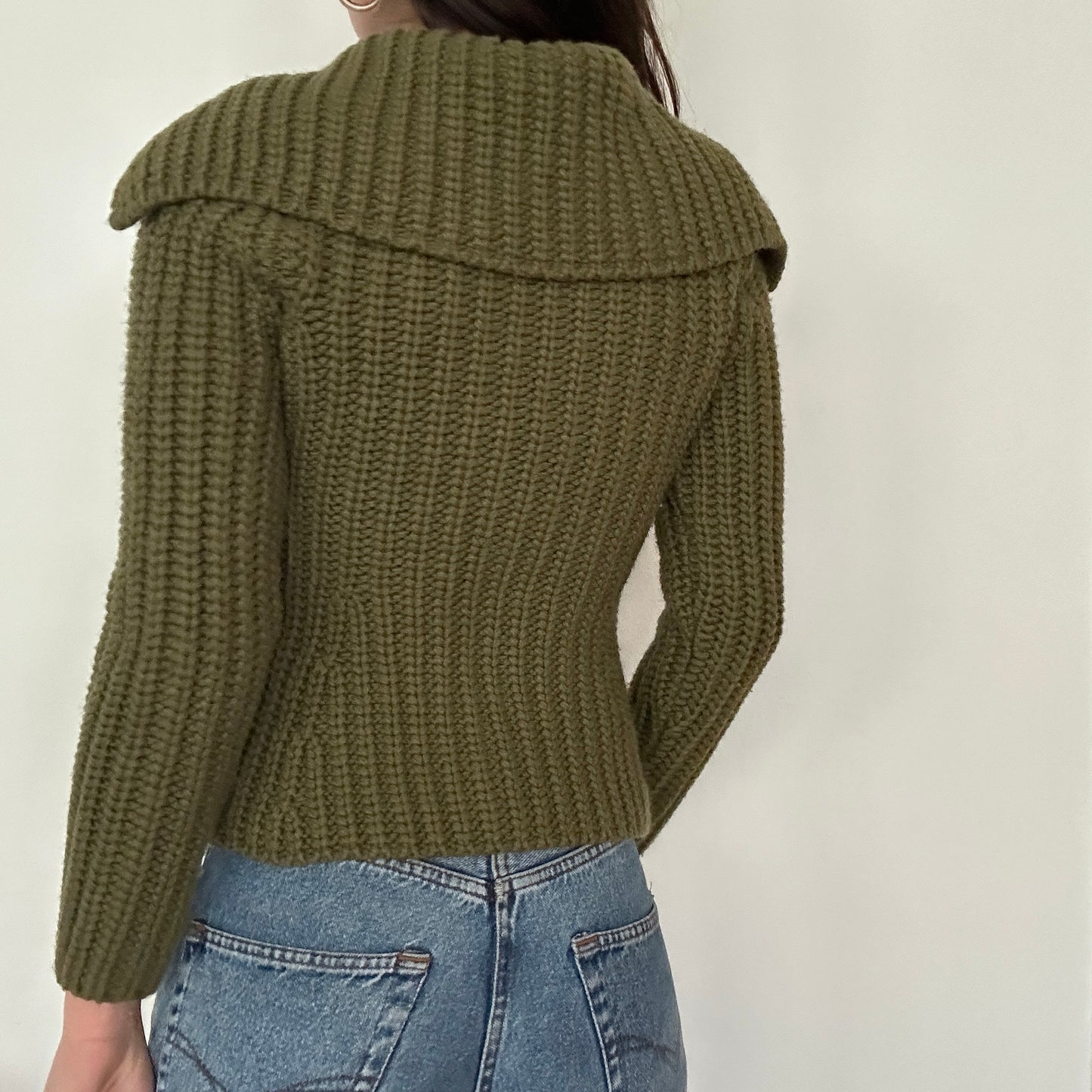 Y2K Vintage Knit Green Cardigan Sweater