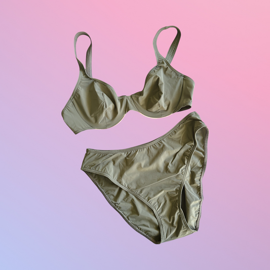 Y2K Deadstock Khaki Green Bikini Set