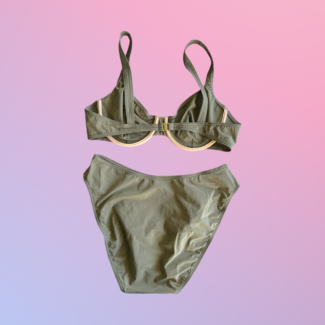 Y2K Deadstock Khaki Green Bikini Set