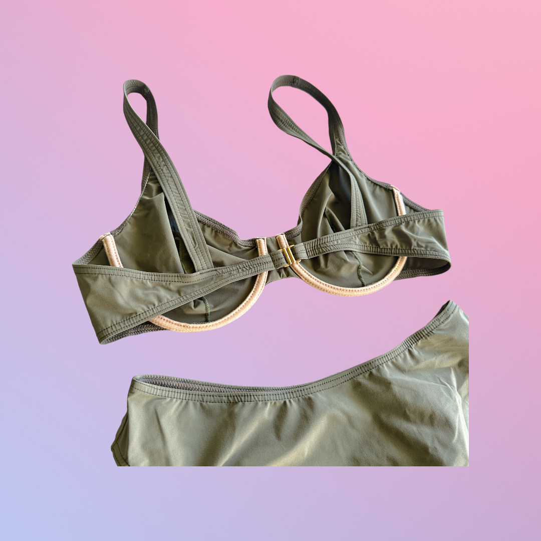 Y2K Deadstock Khaki Green Bikini Set