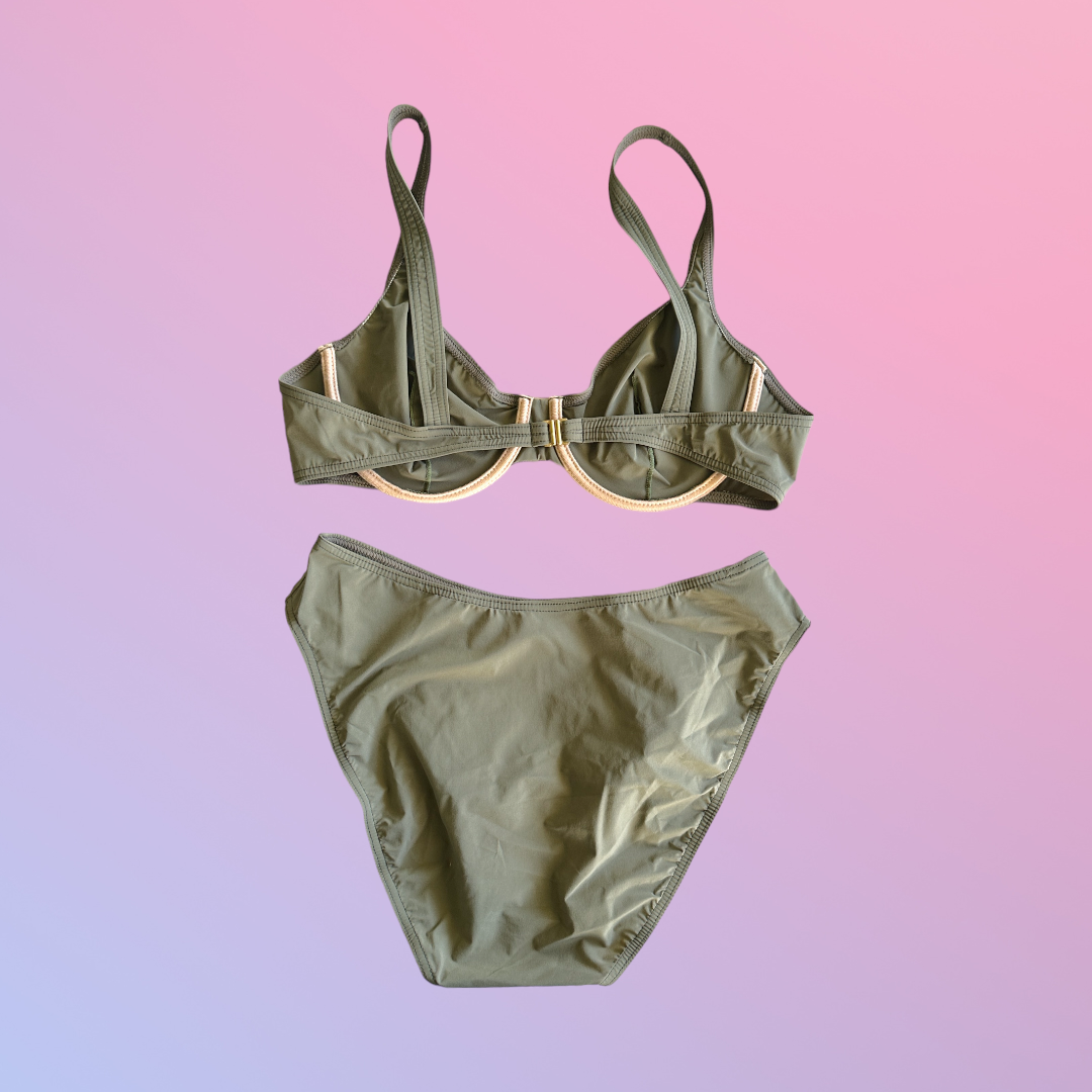 Y2K Deadstock Khaki Green Bikini Set