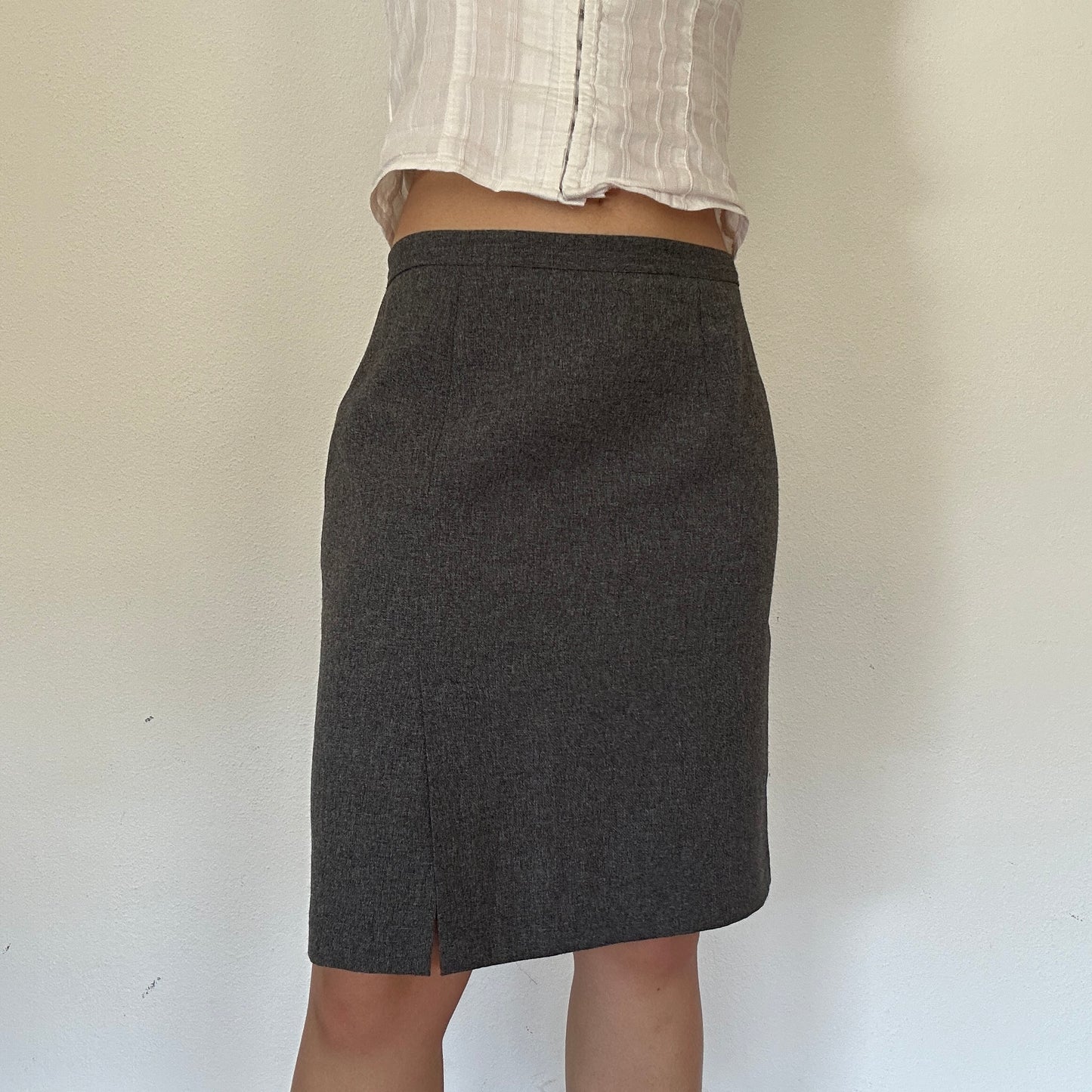 90s Vintage Grey Midi Skirt