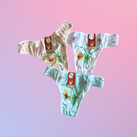 Y2K Deadstock Butterfly Print Thong Pack 💗💖