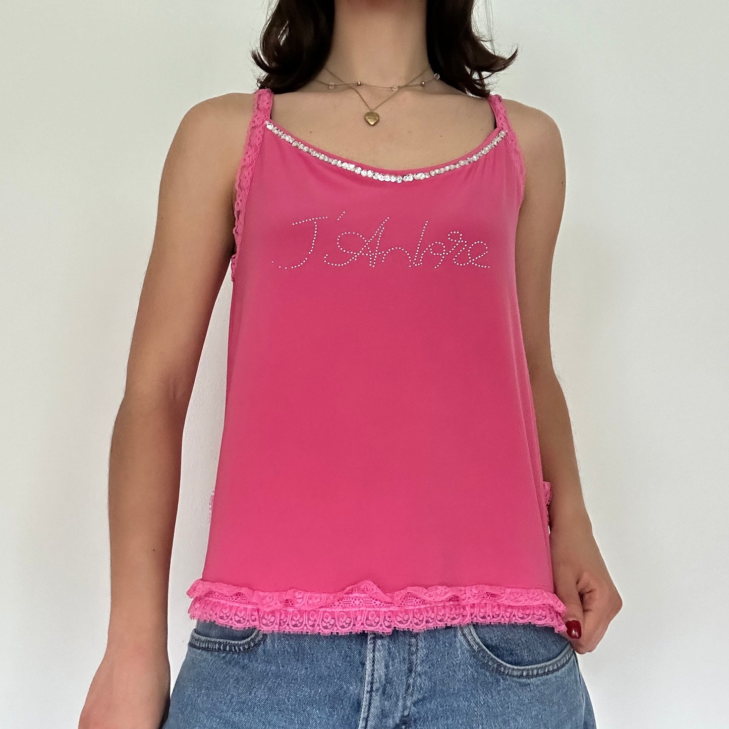 Y2K Vintage Pink Bedazzled Top