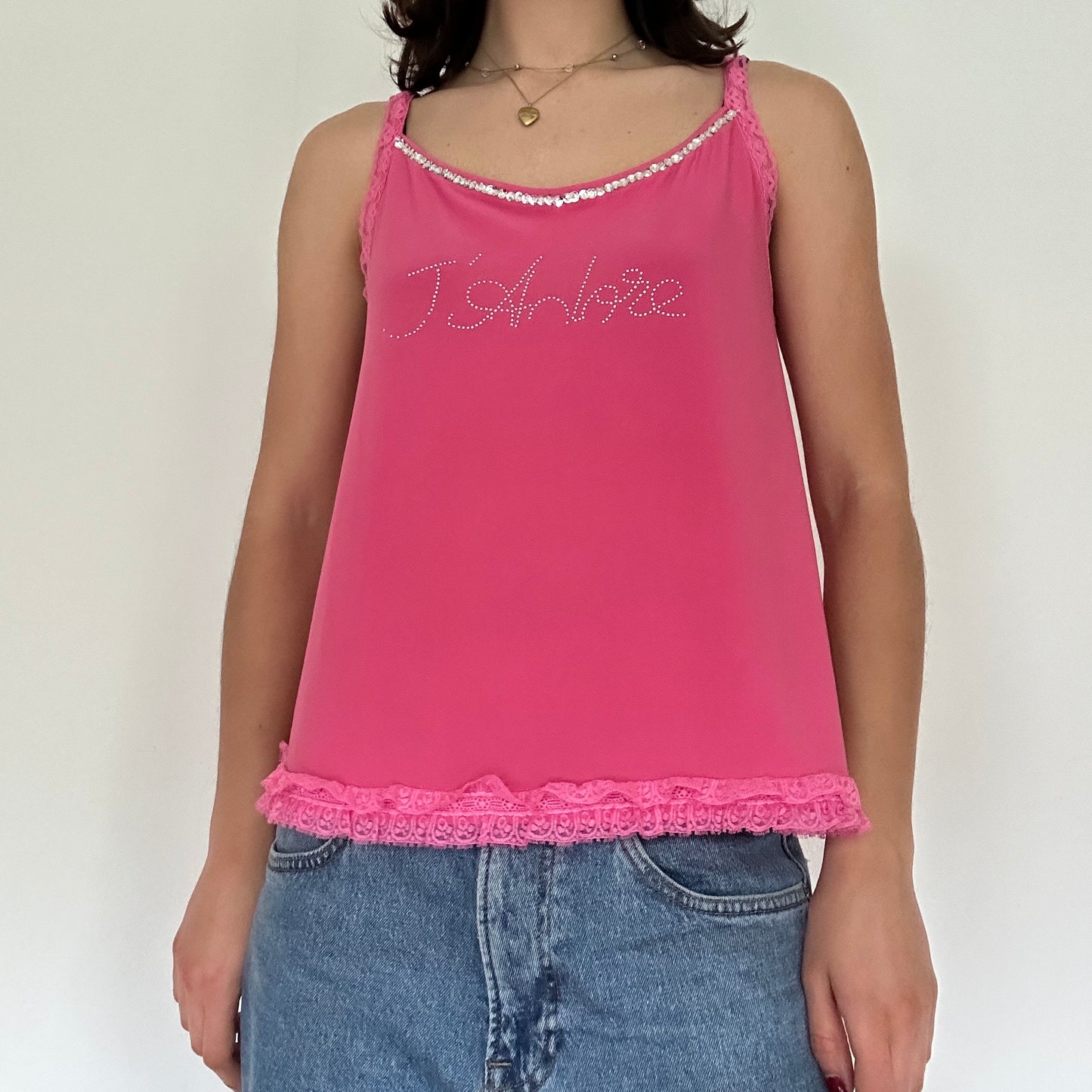 Y2K Vintage Pink Bedazzled Top