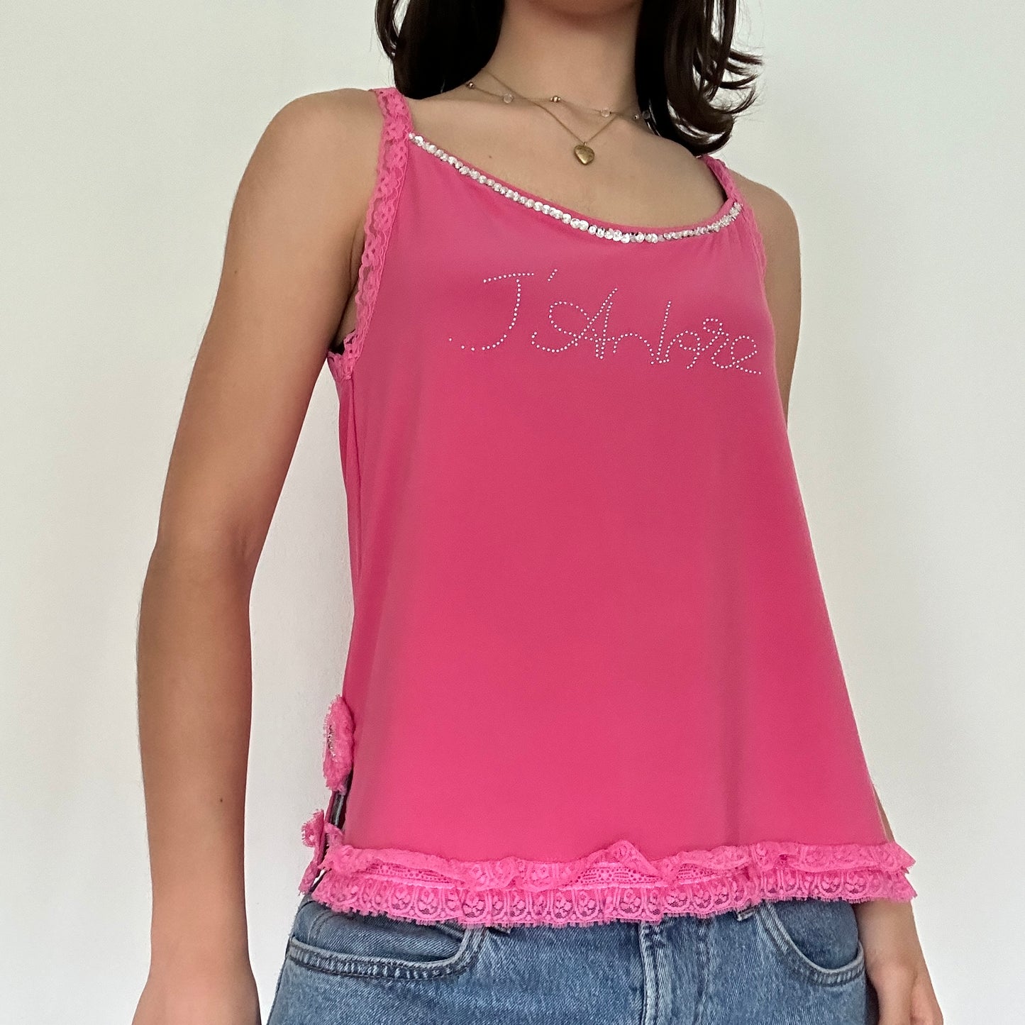 Y2K Vintage Pink Bedazzled Top