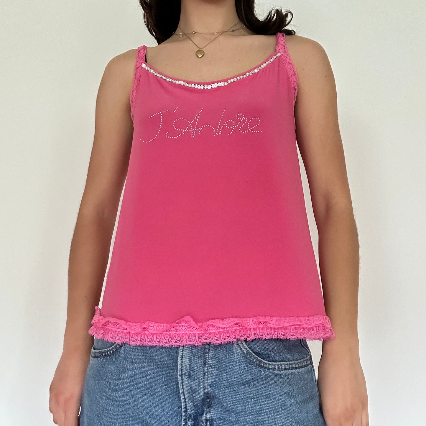 Y2K Vintage Pink Bedazzled Top