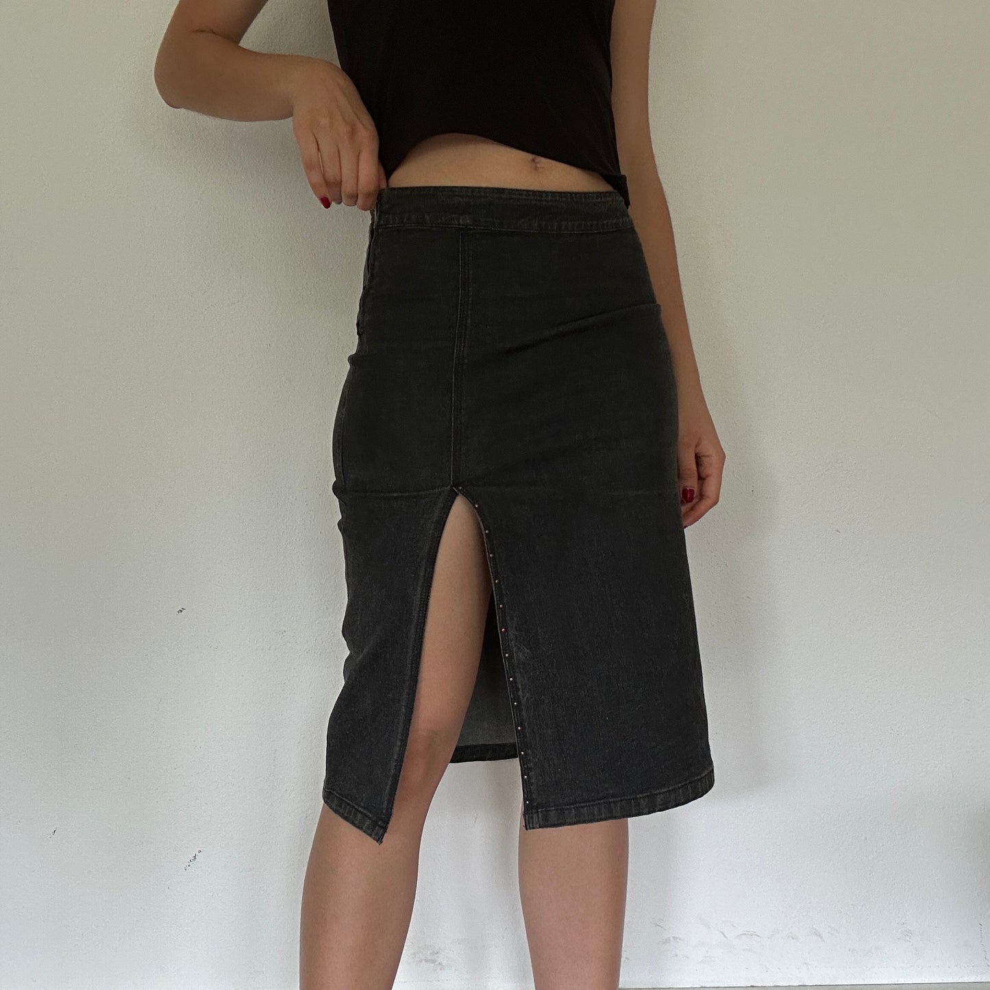 Y2K Vintage Grey Midi Skirt