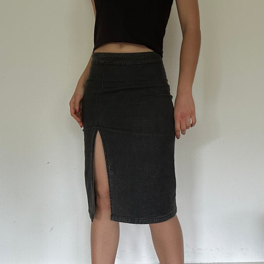 Y2K Vintage Grey Midi Skirt
