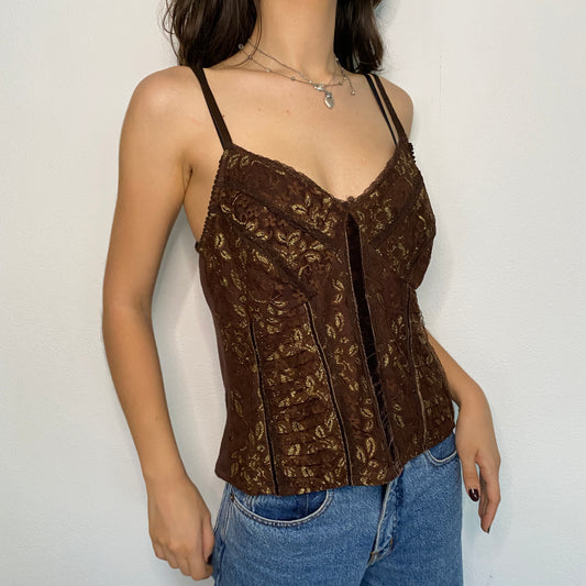 Y2K Vintage Brown Lace Cami Top 🤎✨