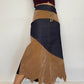 Y2K Denim Midi Skirt with Velvet Patchwork
