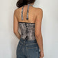 Y2K Vintage Snake Print Halter neck Top