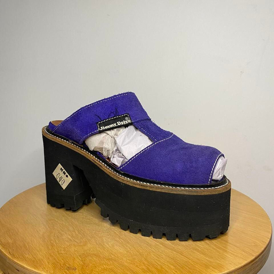90s Y2K Vintage Deadstock Suede Chunky Heeled Sandals