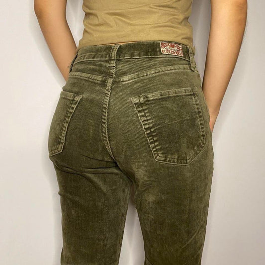 Vintage Green Corduroy Bootcut Pants