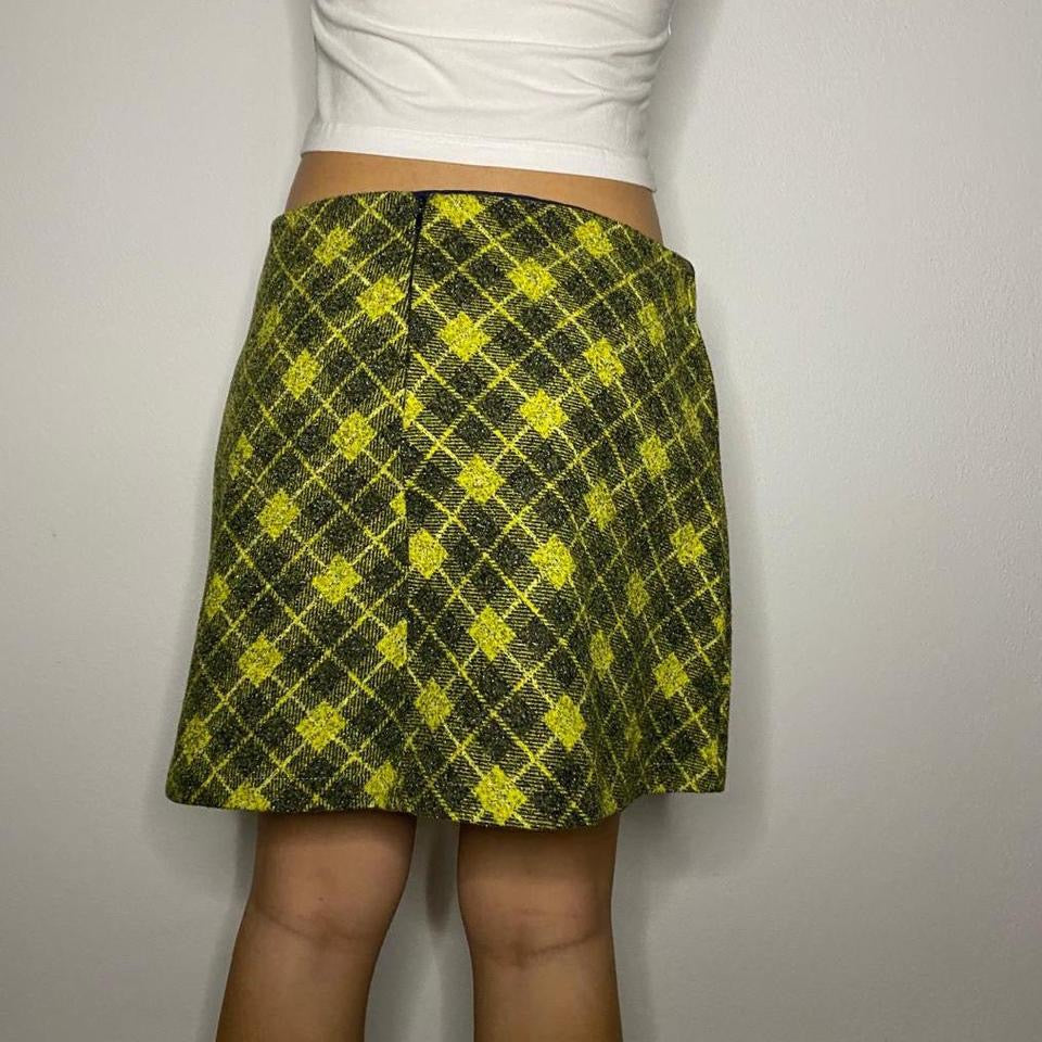 00s Green Plaid Mini Skirt