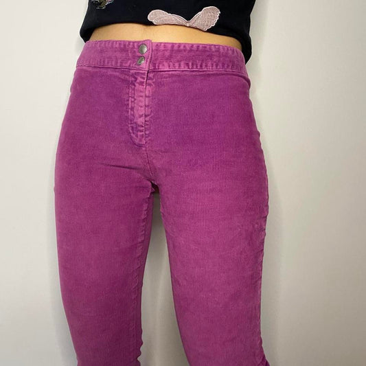 Vintage Y2K Retro Purple Cords Mid-High Waisted Pants
