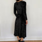 90s Vintage Crushed Velvet Zodiac Print Long Sleeve Maxi Dress 🖤