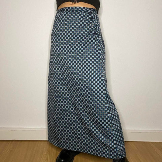 Vintage 70s Patterned Maxi Skirt