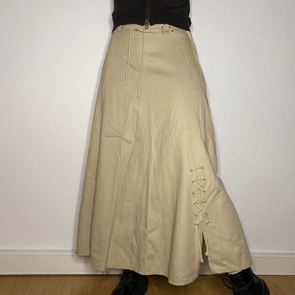 Y2K Vintage Lace up Maxi Skirt