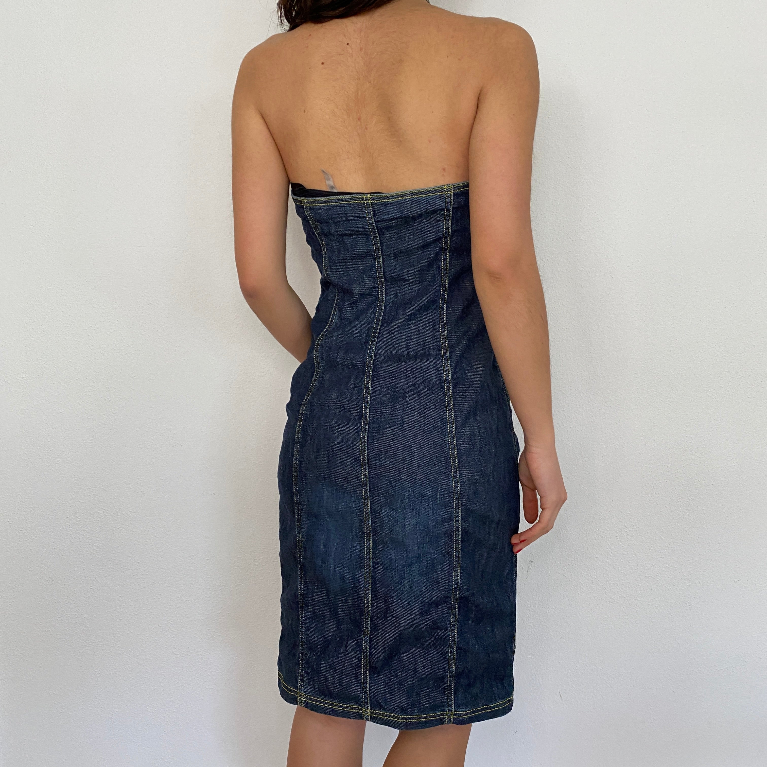 Y2K Armani Jeans denim Button up Tube Midi Dress ritaxxsara