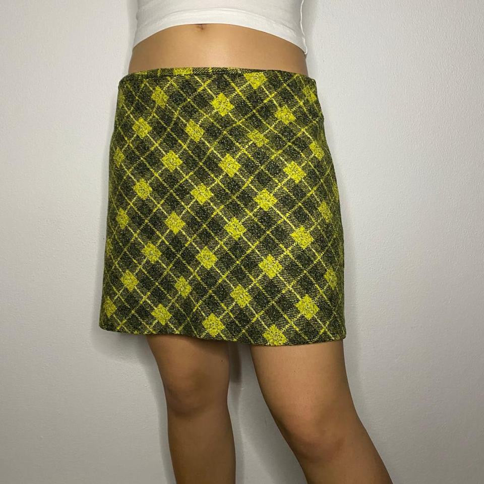 00s Green Plaid Mini Skirt