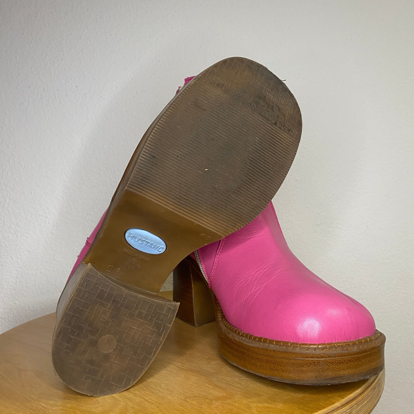 Y2K Vintage Pink Square Toe Ankle Boots